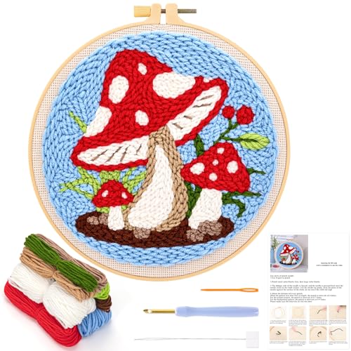 JSRQT Punch Needle Set Anfänger Pilz Stanznadel Stickerei Starter Kit für Kinder Erwachsene Kit Punch Needle Debutant Stanznadelstoff Muster Set Basteln Geschenk Embroidery Starter Kits JSRQT Punch Needle Set Anfänger Pilz Stanznadel Stickerei Starter Kit für Kinder Erwachsene Kit Punch Needle Debutant Stanznadelstoff Muster Set Basteln Geschenk Embroidery Starter Kits von JSRQT