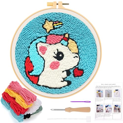 JSRQT Stanznadel Stickerei Starter Kit Einhorn Kit Punch Needle Debutant für Anfänger Punch Needle Embroidery Starter Kit Broderie mit Instruction Stanznadelstoff Muster Set für Kinder Erwachsene JSRQT Stanznadel Stickerei Starter Kit Einhorn Kit Punch Needle Debutant für Anfänger Punch Needle Embroidery Starter Kit Broderie mit Instruction Stanznadelstoff Muster Set für Kinder Erwachsene von JSRQT