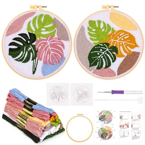 JSRQT Stanznadel Stickerei Starter Kit Monstera Blumenmuster Punch Needle Debutant Embroidery Anfänger Kinder Erwachsene DIY Sticken Broderie Handarbeit Stanznadelstoff Muster Stanzer Handarbeit JSRQT Stanznadel Stickerei Starter Kit Monstera Blumenmuster Punch Needle Debutant Embroidery Anfänger Kinder Erwachsene DIY Sticken Broderie Handarbeit Stanznadelstoff Muster Stanzer Handarbeit von JSRQT