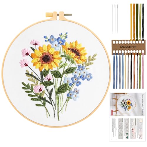 JSRQT Stickerei Set, Gestempeltes Kreuzstichset mit Blumenmuster, Stickset für Anfänger Erwachsene, DIY Kunst Handgemachtes Stickset, Embroidery Stick Starter Set einschließlich Nadeln und Fäden JSRQT Stickerei Set, Gestempeltes Kreuzstichset mit Blumenmuster, Stickset für Anfänger Erwachsene, DIY Kunst Handgemachtes Stickset, Embroidery Stick Starter Set einschließlich Nadeln und Fäden von JSRQT