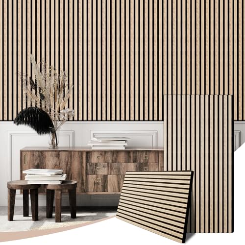 AKK-STAVE 3D Akustikpaneele Wandpaneele Holzoptik 120x60cm 2er Set - schallabsorbierend mit Filzuntergrund, für Wohnzimmer Büro Schlafzimmer (13# Klassik Eiche) von JSSZWYP