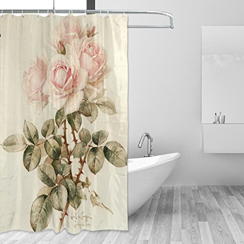 Bad Vorhang für die Dusche 152,4 x 182,9 cm, Vintage Shabby Chic Pink Rose Blumen, Polyester-Schimmelfest-Badezimmer Vorhang von JSTEL