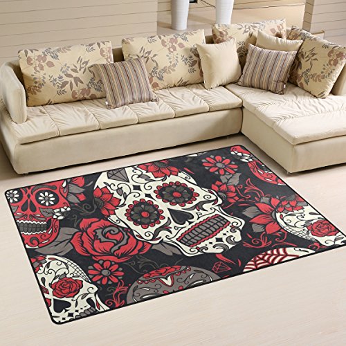 JSTEL Halloween-Teppich Wohnzimmerteppich Totenkopf Schlafzimmer Teppich für Kinder Spielmatte Home Decor Bodenteppich und Teppiche 78,9 x 50,8 cm von JSTEL