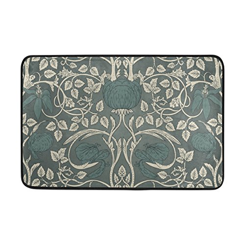 Jstel Badezimmer-Teppich / Fußmatte, mit William-Morris-Design, waschbar, für Garten / Büro / Küche / Wohnzimmer, mit rutschfester Unterseite, 59,9 x 39,9 cm von JSTEL