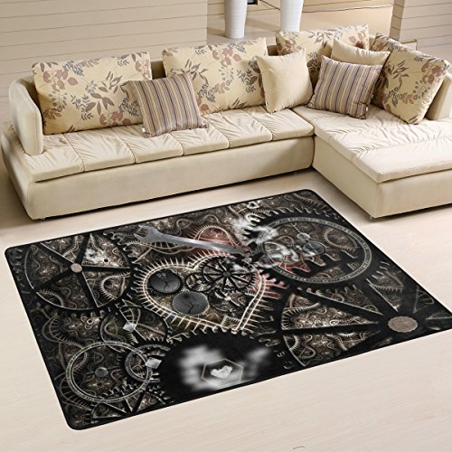 Woor Steampunk Gears Wohnzimmer Essbereich Teppiche 91,4 x 61 cm Bed Room Teppiche Büro Teppiche Moderner Boden Teppich Teppiche Home Decor, multi, 6 x 4 Feet von JSTEL