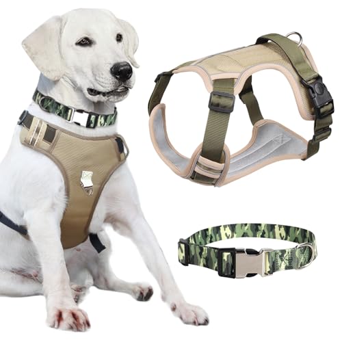 JSTHHTT Anti-Zug-Hundegeschirr mit Halsband, Reflektierendes Hundegeschirr, Hundegeschirr Grosse Hunde, Verstellbare Weste mit strapazierfähigem Griff, für Spaziergänge und Hunderennen JSTHHTT Anti-Zug-Hundegeschirr mit Halsband, Reflektierendes Hundegeschirr, Hundegeschirr Grosse Hunde, Verstellbare Weste mit strapazierfähigem Griff, für Spaziergänge und Hunderennen von JSTHHTT