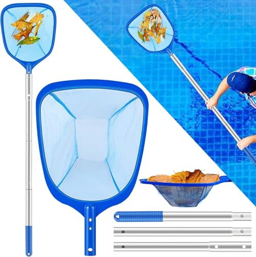 JSUEU Pool Kescher,Poolkescher mit Teleskopstange 2025 NEU Kescher Pool Feinmaschig Reinigungsset Skimmer für Poolreinigung Kescher Laubkescher,Bodenkescher Schwimmbad, Spas, Teiche, Whirlpools (L) von JSUEU