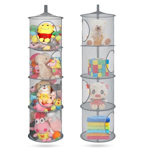 Hängende Netz-Aufbewahrungstasche, 2 Stück Mesh Hängender Speicher Korb Faltbare Aufbewahrungsnetze Hängeorganizer Netz Hängender Speicherkorb Kinder für Schlafzimmer Kleine Kleidung Socken Spielzeug von JSUOEO