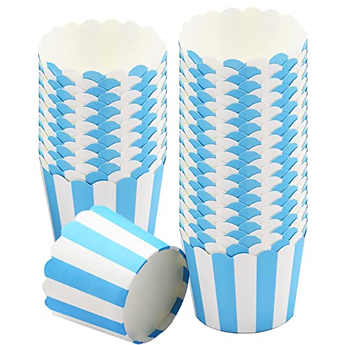 Muffin Förmchen, 50 Stück Cupcake Backbecher Einweg Muffins Muffinförmchen Backformen Cupcake Liners blau Streifen Backförmchen Ideal Papier Kuchenkörbchen für Geburtstage Hochzeiten und Partys von JSUOEO