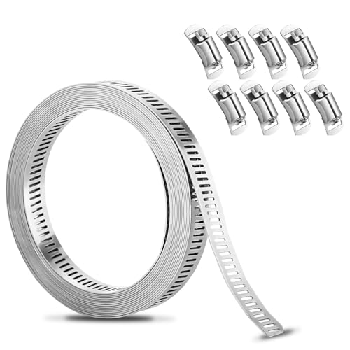 Schlauchschellen Edelstahl, 4m Einstellbare Schlauchklemmen mit 8 Stück Befestigung Riemen Schlauchclips DIY Schlauchschellen Set für Wasser Gas Rohr Automobil Unterdruckschlauch Kühler Schlauchschellen Edelstahl, 4m Einstellbare Schlauchklemmen mit 8 Stück Befestigung Riemen Schlauchclips DIY Schlauchschellen Set für Wasser Gas Rohr Automobil Unterdruckschlauch Kühler von JSUOEO