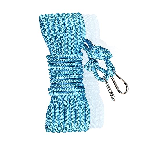 Wäscheleinen, 15 Meter Hochfestes Nylon Statisches Seil Reise WäScheleine Tragbar Wäscheleinenseil Seil Witterungsbeständig mit Metallhaken, Blau von JSUOEO