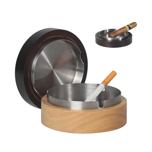 JSVER 2 IN 1 Windaschenbecher für Draußen, Winddichter Aschenbecher mit Deckel, Einfachheit Zigarren Aschenbecher, Sturmaschenbecher für Zuhause und Büro, Dekoration-Holz JSVER 2 IN 1 Windaschenbecher für Draußen, Winddichter Aschenbecher mit Deckel, Einfachheit Zigarren Aschenbecher, Sturmaschenbecher für Zuhause und Büro, Dekoration-Holz von JSVER