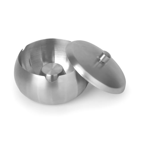JSVER Aschenbecher mit Deckel für Draußen,Winddichter Aschenbecher aus Edelstahl Windaschenbecher mit Deckel Sturmaschenbecher tragbar(Silber) von JSVER