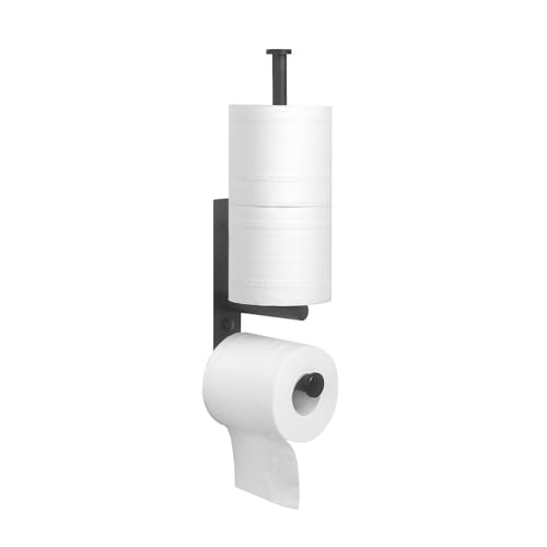 JSVER Toilettenpapierhalter Wand,Klopapierhalter ohne Bohren Edelstahl Toilettenpapier Aufbewahrung Stehend mit Platz für 3 Reserverollen für Badezimmer und Toilette-Schwarz von JSVER