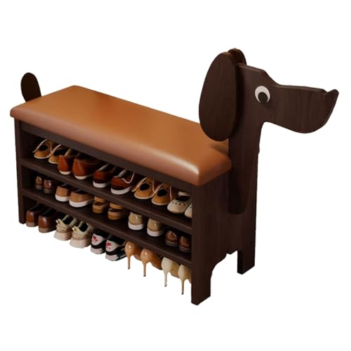 JSWHYBD Kreative Massivholz-Schuhbank Doorway Shoe Bench Shelf Multi-Layer-Lagerung Rack Kopf Kann Taschen Hängen Bequem Und Praktisch 2-3 Schichten Geeignet for Die Tür Eingang Wohnzimmer(3F-80cm) von JSWHYBD