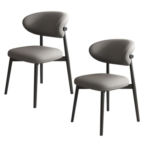 JSWHYBD Massivholz Esszimmerstuhl Esszimmerstühle 4er Set PU Leder Rückenlehne Holzbeine Hohe Belastbarkeit Geeignet for Restaurant Wohnzimmer Hotel Schlafzimmer(Black+Dark Grey,Set of 2) von JSWHYBD