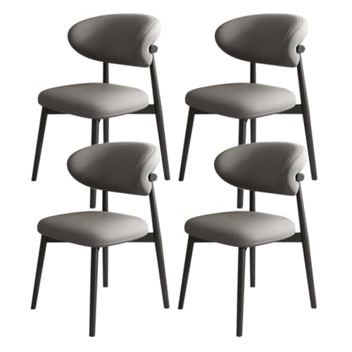 JSWHYBD Massivholz Esszimmerstuhl Esszimmerstühle 4er Set PU Leder Rückenlehne Holzbeine Hohe Belastbarkeit Geeignet for Restaurant Wohnzimmer Hotel Schlafzimmer(Black+Dark Grey,Set of 4) von JSWHYBD
