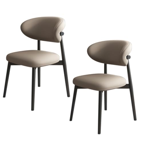 JSWHYBD Massivholz Esszimmerstuhl Esszimmerstühle 4er Set PU Leder Rückenlehne Holzbeine Hohe Belastbarkeit Geeignet for Restaurant Wohnzimmer Hotel Schlafzimmer(Black+Dark Khaki,Set of 2) von JSWHYBD