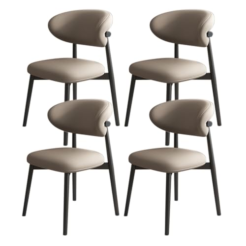 JSWHYBD Massivholz Esszimmerstuhl Esszimmerstühle 4er Set PU Leder Rückenlehne Holzbeine Hohe Belastbarkeit Geeignet for Restaurant Wohnzimmer Hotel Schlafzimmer(Black+Dark Khaki,Set of 4) von JSWHYBD