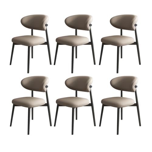 JSWHYBD Massivholz Esszimmerstuhl Esszimmerstühle 4er Set PU Leder Rückenlehne Holzbeine Hohe Belastbarkeit Geeignet for Restaurant Wohnzimmer Hotel Schlafzimmer(Black+Dark Khaki,Set of 6) von JSWHYBD