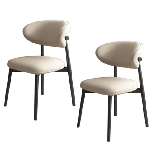 JSWHYBD Massivholz Esszimmerstuhl Esszimmerstühle 4er Set PU Leder Rückenlehne Holzbeine Hohe Belastbarkeit Geeignet for Restaurant Wohnzimmer Hotel Schlafzimmer(Black+Light Khaki,Set of 2) von JSWHYBD