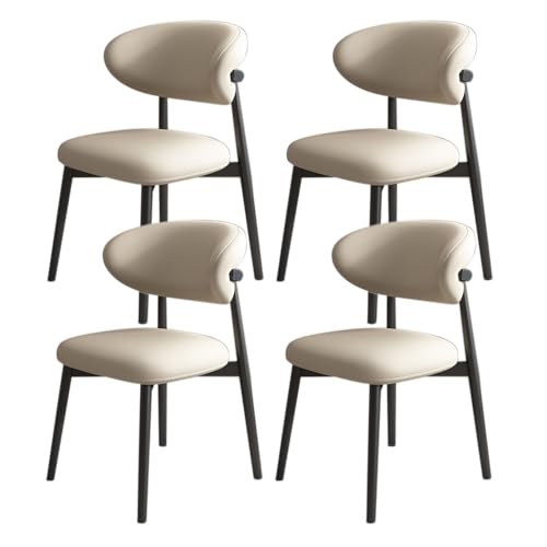 JSWHYBD Massivholz Esszimmerstuhl Esszimmerstühle 4er Set PU Leder Rückenlehne Holzbeine Hohe Belastbarkeit Geeignet for Restaurant Wohnzimmer Hotel Schlafzimmer(Black+Light Khaki,Set of 4) von JSWHYBD