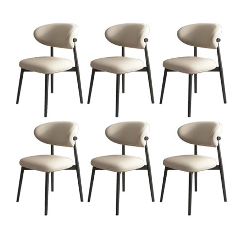 JSWHYBD Massivholz Esszimmerstuhl Esszimmerstühle 4er Set PU Leder Rückenlehne Holzbeine Hohe Belastbarkeit Geeignet for Restaurant Wohnzimmer Hotel Schlafzimmer(Black+Light Khaki,Set of 6) von JSWHYBD