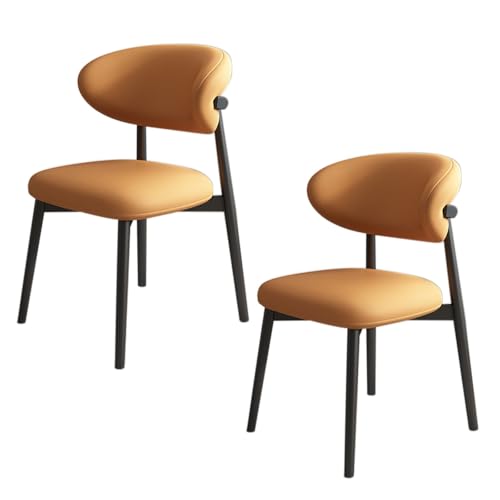 JSWHYBD Massivholz Esszimmerstuhl Esszimmerstühle 4er Set PU Leder Rückenlehne Holzbeine Hohe Belastbarkeit Geeignet for Restaurant Wohnzimmer Hotel Schlafzimmer(Black+orange,Set of 2) von JSWHYBD