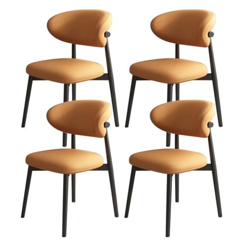 JSWHYBD Massivholz Esszimmerstuhl Esszimmerstühle 4er Set PU Leder Rückenlehne Holzbeine Hohe Belastbarkeit Geeignet for Restaurant Wohnzimmer Hotel Schlafzimmer(Black+orange,Set of 4) von JSWHYBD