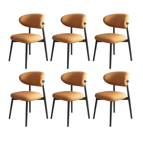 JSWHYBD Massivholz Esszimmerstuhl Esszimmerstühle 4er Set PU Leder Rückenlehne Holzbeine Hohe Belastbarkeit Geeignet for Restaurant Wohnzimmer Hotel Schlafzimmer(Black+orange,Set of 6) von JSWHYBD