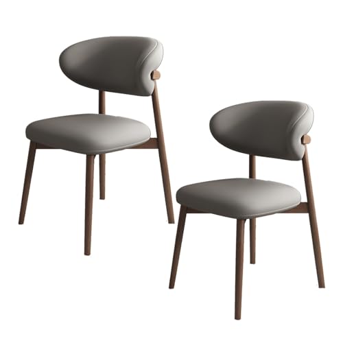 JSWHYBD Massivholz Esszimmerstuhl Esszimmerstühle 4er Set PU Leder Rückenlehne Holzbeine Hohe Belastbarkeit Geeignet for Restaurant Wohnzimmer Hotel Schlafzimmer(Dark Walnut+Dark Grey,Set of 2) von JSWHYBD