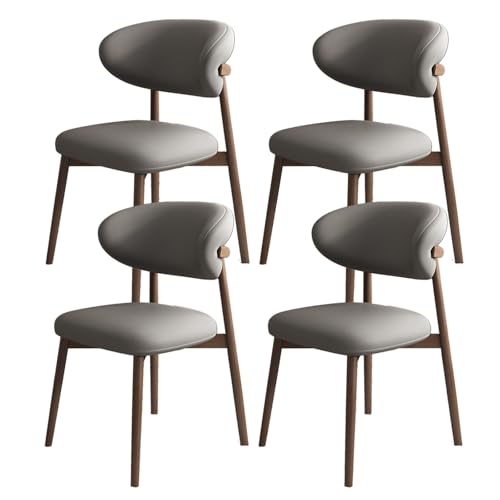JSWHYBD Massivholz Esszimmerstuhl Esszimmerstühle 4er Set PU Leder Rückenlehne Holzbeine Hohe Belastbarkeit Geeignet for Restaurant Wohnzimmer Hotel Schlafzimmer(Dark Walnut+Dark Grey,Set of 4) von JSWHYBD
