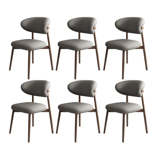 JSWHYBD Massivholz Esszimmerstuhl Esszimmerstühle 4er Set PU Leder Rückenlehne Holzbeine Hohe Belastbarkeit Geeignet for Restaurant Wohnzimmer Hotel Schlafzimmer(Dark Walnut+Dark Grey,Set of 6) von JSWHYBD