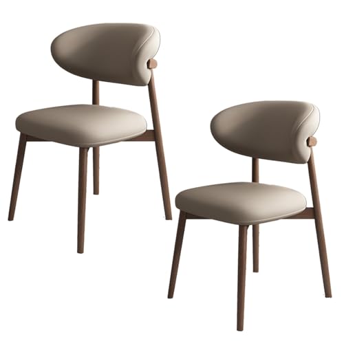 JSWHYBD Massivholz Esszimmerstuhl Esszimmerstühle 4er Set PU Leder Rückenlehne Holzbeine Hohe Belastbarkeit Geeignet for Restaurant Wohnzimmer Hotel Schlafzimmer(Dark Walnut+Dark Khaki,Set of 2) von JSWHYBD