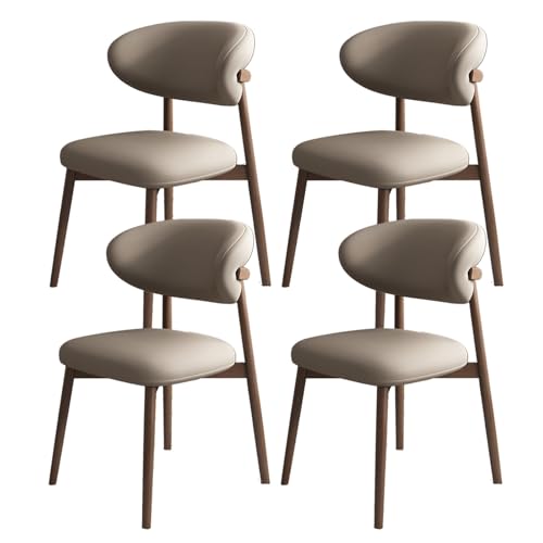 JSWHYBD Massivholz Esszimmerstuhl Esszimmerstühle 4er Set PU Leder Rückenlehne Holzbeine Hohe Belastbarkeit Geeignet for Restaurant Wohnzimmer Hotel Schlafzimmer(Dark Walnut+Dark Khaki,Set of 4) von JSWHYBD