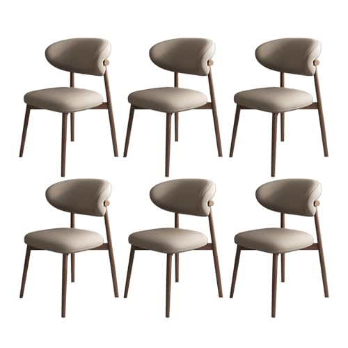 JSWHYBD Massivholz Esszimmerstuhl Esszimmerstühle 4er Set PU Leder Rückenlehne Holzbeine Hohe Belastbarkeit Geeignet for Restaurant Wohnzimmer Hotel Schlafzimmer(Dark Walnut+Dark Khaki,Set of 6) von JSWHYBD
