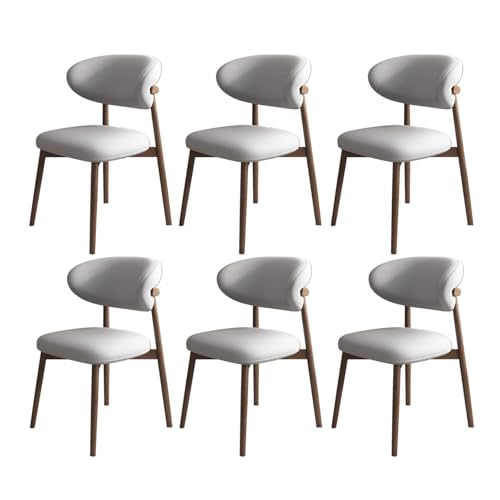 JSWHYBD Massivholz Esszimmerstuhl Esszimmerstühle 4er Set PU Leder Rückenlehne Holzbeine Hohe Belastbarkeit Geeignet for Restaurant Wohnzimmer Hotel Schlafzimmer(Dark Walnut+Light Grey,Set of 6) von JSWHYBD