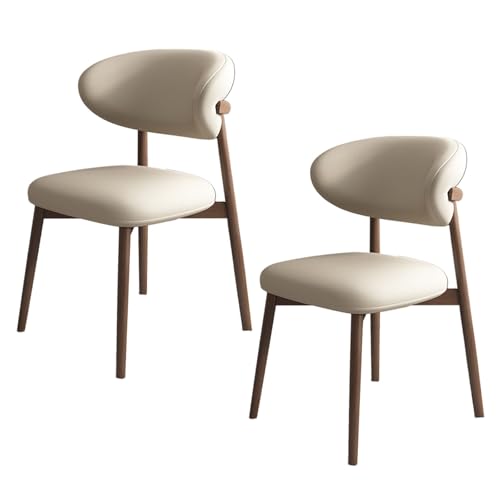 JSWHYBD Massivholz Esszimmerstuhl Esszimmerstühle 4er Set PU Leder Rückenlehne Holzbeine Hohe Belastbarkeit Geeignet for Restaurant Wohnzimmer Hotel Schlafzimmer(Dark Walnut+Light Khaki,Set of 2) von JSWHYBD