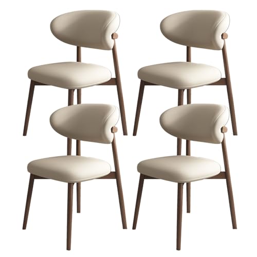 JSWHYBD Massivholz Esszimmerstuhl Esszimmerstühle 4er Set PU Leder Rückenlehne Holzbeine Hohe Belastbarkeit Geeignet for Restaurant Wohnzimmer Hotel Schlafzimmer(Dark Walnut+Light Khaki,Set of 4) von JSWHYBD