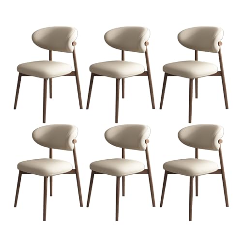 JSWHYBD Massivholz Esszimmerstuhl Esszimmerstühle 4er Set PU Leder Rückenlehne Holzbeine Hohe Belastbarkeit Geeignet for Restaurant Wohnzimmer Hotel Schlafzimmer(Dark Walnut+Light Khaki,Set of 6) von JSWHYBD