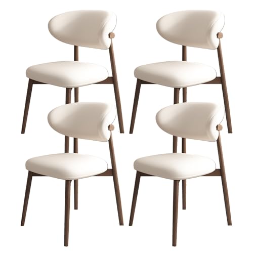 JSWHYBD Massivholz Esszimmerstuhl Esszimmerstühle 4er Set PU Leder Rückenlehne Holzbeine Hohe Belastbarkeit Geeignet for Restaurant Wohnzimmer Hotel Schlafzimmer(Dark Walnut+White,Set of 4) von JSWHYBD