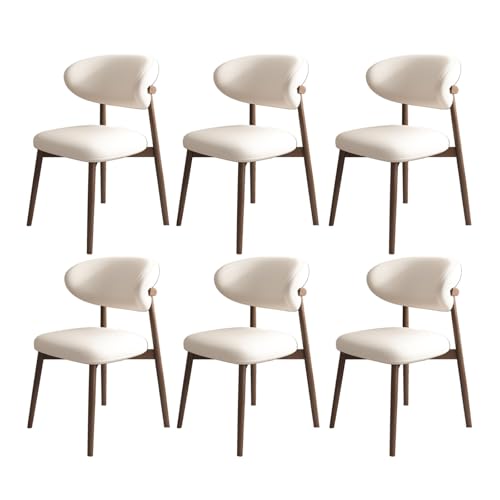 JSWHYBD Massivholz Esszimmerstuhl Esszimmerstühle 4er Set PU Leder Rückenlehne Holzbeine Hohe Belastbarkeit Geeignet for Restaurant Wohnzimmer Hotel Schlafzimmer(Dark Walnut+White,Set of 6) von JSWHYBD