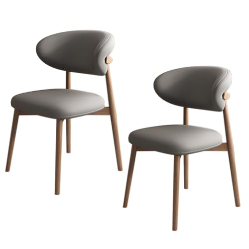 JSWHYBD Massivholz Esszimmerstuhl Esszimmerstühle 4er Set PU Leder Rückenlehne Holzbeine Hohe Belastbarkeit Geeignet for Restaurant Wohnzimmer Hotel Schlafzimmer(Light Walnut+Dark Grey,Set of 2) von JSWHYBD