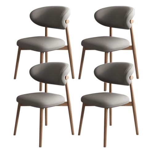 JSWHYBD Massivholz Esszimmerstuhl Esszimmerstühle 4er Set PU Leder Rückenlehne Holzbeine Hohe Belastbarkeit Geeignet for Restaurant Wohnzimmer Hotel Schlafzimmer(Light Walnut+Dark Grey,Set of 4) von JSWHYBD
