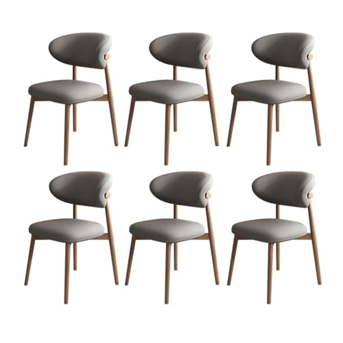 JSWHYBD Massivholz Esszimmerstuhl Esszimmerstühle 4er Set PU Leder Rückenlehne Holzbeine Hohe Belastbarkeit Geeignet for Restaurant Wohnzimmer Hotel Schlafzimmer(Light Walnut+Dark Grey,Set of 6) von JSWHYBD