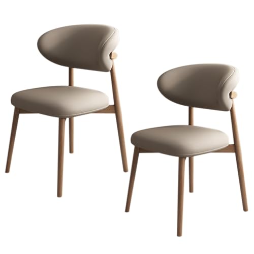 JSWHYBD Massivholz Esszimmerstuhl Esszimmerstühle 4er Set PU Leder Rückenlehne Holzbeine Hohe Belastbarkeit Geeignet for Restaurant Wohnzimmer Hotel Schlafzimmer(Light Walnut+Dark Khaki,Set of 2) von JSWHYBD