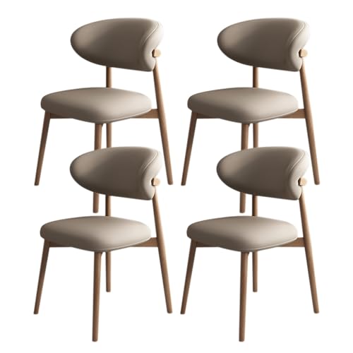 JSWHYBD Massivholz Esszimmerstuhl Esszimmerstühle 4er Set PU Leder Rückenlehne Holzbeine Hohe Belastbarkeit Geeignet for Restaurant Wohnzimmer Hotel Schlafzimmer(Light Walnut+Dark Khaki,Set of 4) von JSWHYBD