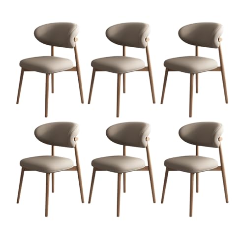 JSWHYBD Massivholz Esszimmerstuhl Esszimmerstühle 4er Set PU Leder Rückenlehne Holzbeine Hohe Belastbarkeit Geeignet for Restaurant Wohnzimmer Hotel Schlafzimmer(Light Walnut+Dark Khaki,Set of 6) von JSWHYBD