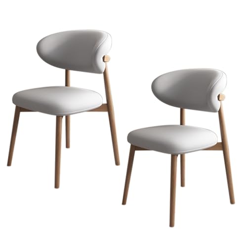 JSWHYBD Massivholz Esszimmerstuhl Esszimmerstühle 4er Set PU Leder Rückenlehne Holzbeine Hohe Belastbarkeit Geeignet for Restaurant Wohnzimmer Hotel Schlafzimmer(Light Walnut+Light Grey,Set of 2) von JSWHYBD