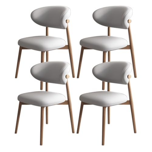 JSWHYBD Massivholz Esszimmerstuhl Esszimmerstühle 4er Set PU Leder Rückenlehne Holzbeine Hohe Belastbarkeit Geeignet for Restaurant Wohnzimmer Hotel Schlafzimmer(Light Walnut+Light Grey,Set of 4) von JSWHYBD